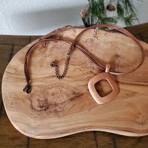 Vintage Premier Designs Modernist Copper Pendant Necklace